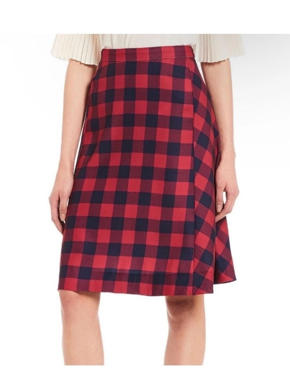 Draper James cerise pink and Navy Buffalo Plaid Circle Skirt size 4